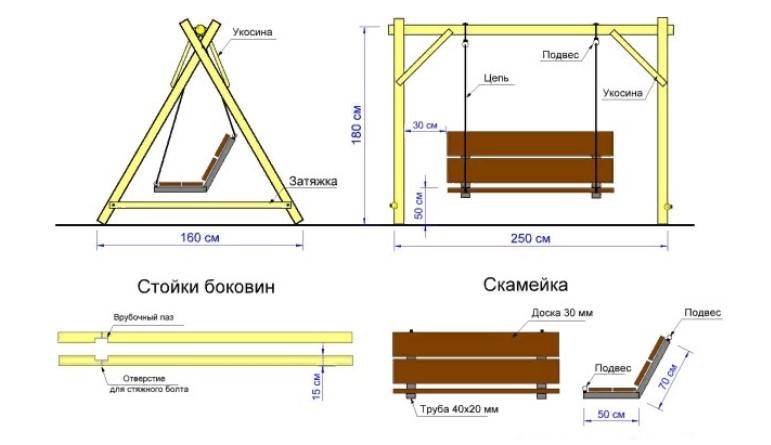 Садовые качели из металла и профильной трубы своими руками для дачи: чертежи, размеры, мастер-классы