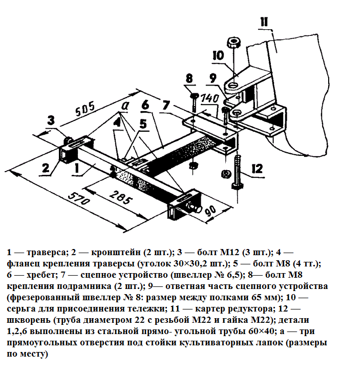 Схема адаптера на мотоблок